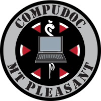 Compudoc Logo - Caduceus and Computer - Left Side.